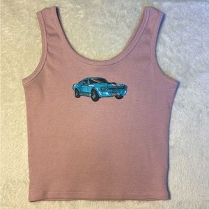 Pink Vintage Car Decal cropped cami